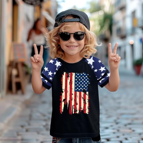 Girls 4th of July Shirt Kids USA Shirts American Flag Tshirt Girls Boys Patriotic T Shirt Independence Day Tee Tops4
