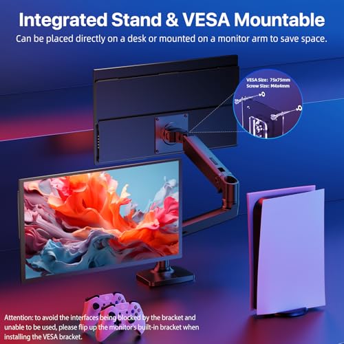 UPERFECT 4K 18 Zoll QLED Portable Monitor mit 3840 x 2160 UHD Display Integrierter Halterung USB C Mini HDMI für PC Laptop Handy XBO Switch PS-4/5, Metallkörper, Tragbarer Bildschirm VESA-montierbar 6