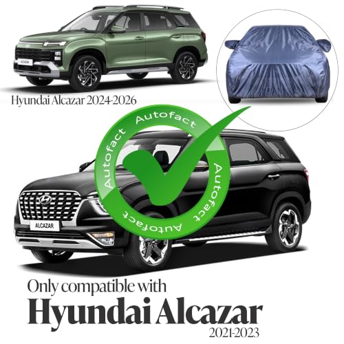 Image of Autofact Premium Car Cover for Alcazar 2021-2023 | All Weather Water-Resistant Full Body Car Cover | Light-Weight Triple-Stitched Outdoor Shield with UV Protection, Dustproof & Heat-Resistant