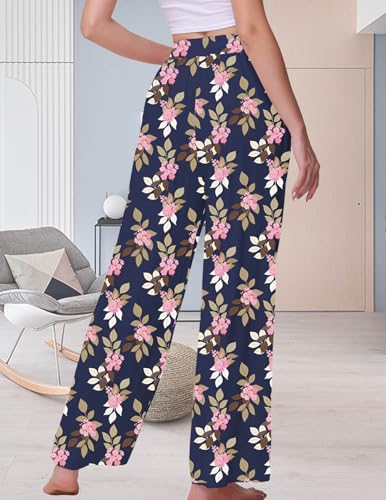 Image of Veseacky Women's Wide Leg Lounge Pants Yoga Pajamas Comfy Stretch Drawstring Pajamas Puls Size Dance Bottoms S-4XL