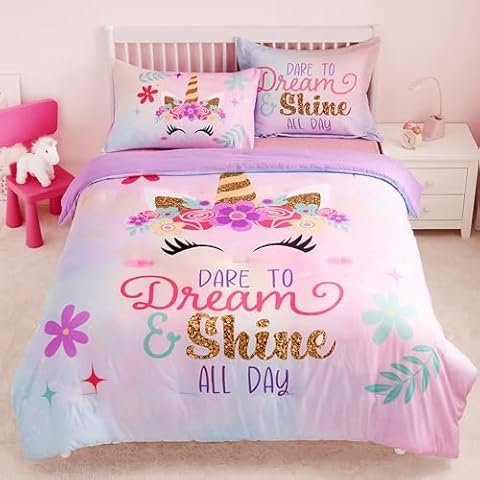Joiedomi Unicorn Twin Comforter Set Cover
