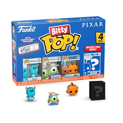 Funko Bitty Pop! Pixar - Monsters Inc. 4PK​ - Sulley, Boo, Mike Wazowski Y una Minifigura Misteriosa Sorpresa - 0.9 Inch (2.2 Cm) - Pixar Collection Coleccionable- Repisa Apilable Incluida