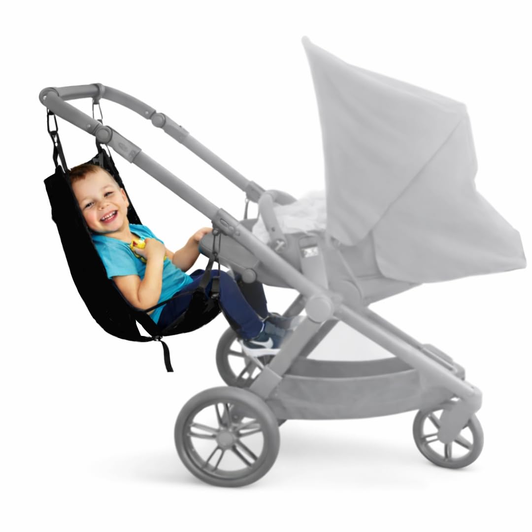 Hamaca Carro Bebé 2 en 1 - Asiento Extra Hermano Mayor - La Solución para Dos Niños - Alternativa a Patinete - Niños 2 a 6 Años Max.20 kg - Fabricada En España - Incluye Pañalera multiusos | Un lugar donde descansar para el hermano mayor