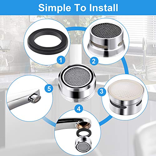 Oiiki 4Pcs Kitchen Faucet Aerator, Sink Aerator Replacement Parts With Brass Shell, 15/16-Inch 24Mm Male Thread Aerator Faucet Filter With Gasket, For Kitchen, Bathroom, Silver #TOP3