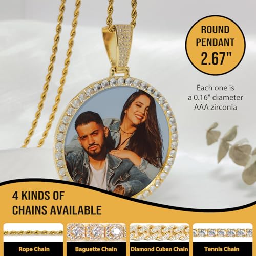 Oversize Pendant Custom Big Circle Chain for Men Women Personalized Large Photo Necklace Customized Memorial Necklace with Picture Hip Hop Jewelry Gifts2