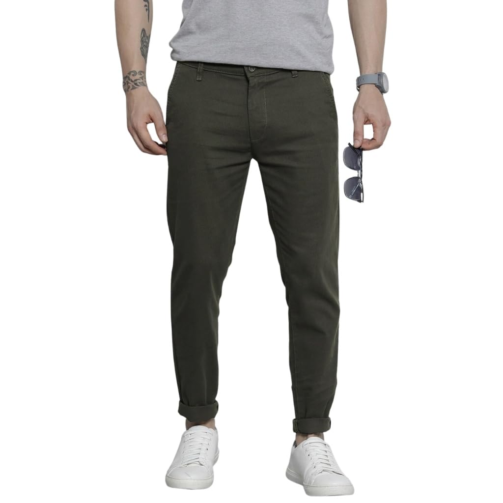 the indian garage co Men Slim Fit Solid Mid-Rise Stretchable Chinos-picture-30