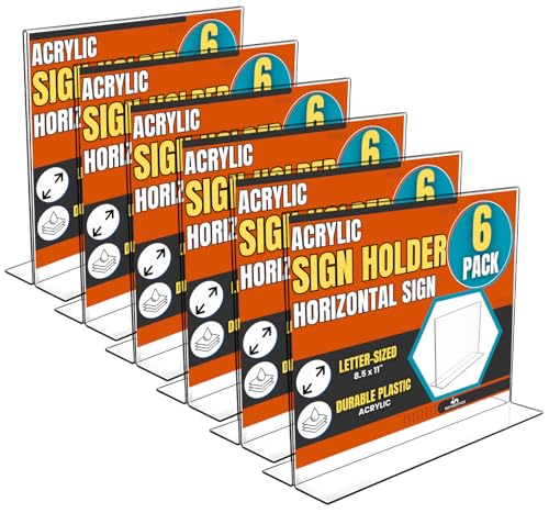 1InTheOffice Acrylic Stand-Up Horizontal Sign Holder 8.5x11 