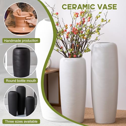 Jarrón alto de pie para sala de estar con arreglo de flores secas, perfecto para mejorar la estética interior y el estilo