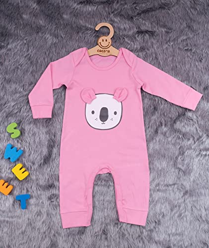Image of 100% Cotton Animal face Print with 3D ears Rompers Sleepsuits Jumpsuit Night Suits for Infants Newborn Baby Boys & Girls