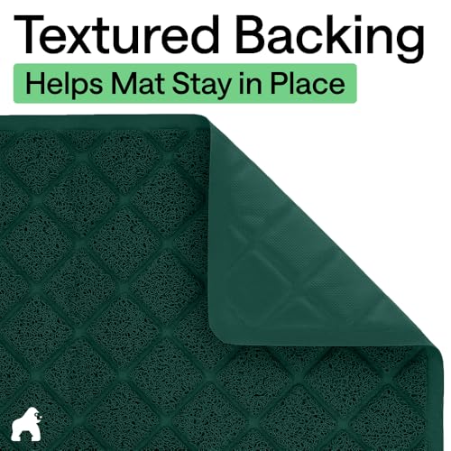 Image of GORILLA GRIP Durable Cat Litter Mat (35x23), XL Jumbo, No Phthalate, Water Resistant, Traps Litter from Box & Cats, Scatter Control, Soft on Kitty Paws, Easy Clean Mats (Hunter Green)