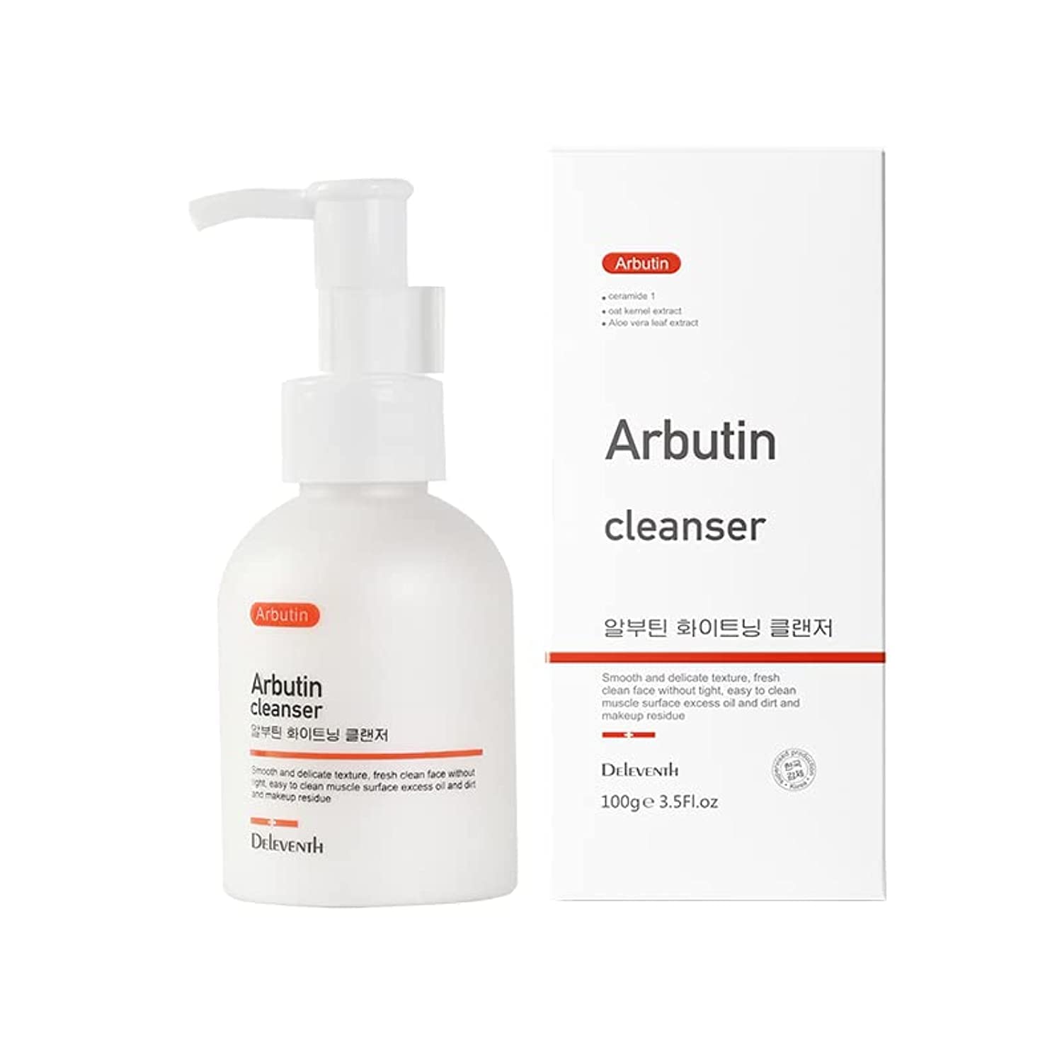 DEleventh Korean Brand α-Arbutin Amino Acid Facial Cleanser 100g / Moisturizing & Gentle Cleansing, Controls Oil, Removes Acne, Anti-Oxidant Formula, Accelerates Cell Metabolism, Hydrate, Purify