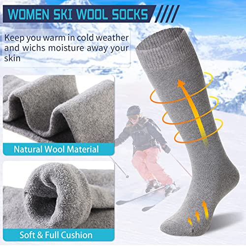 DoSmart Womens Winter Warm Knee High Socks Ladies Wool Cozy Thick Hiking Skiing Comfy Thermal Boot Long Socks 2 Pairs3