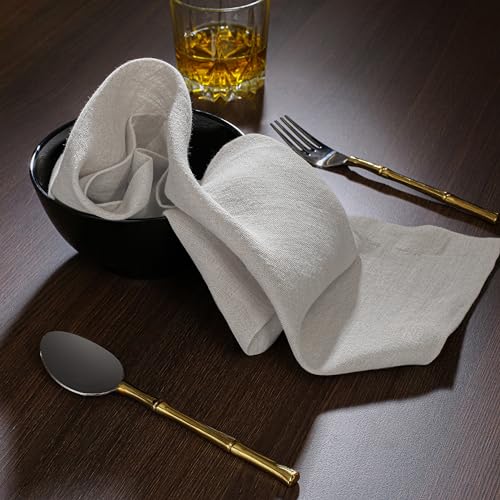 Set de 4 Servilletas de Lino Blanco 45x45 cm miniatura 2