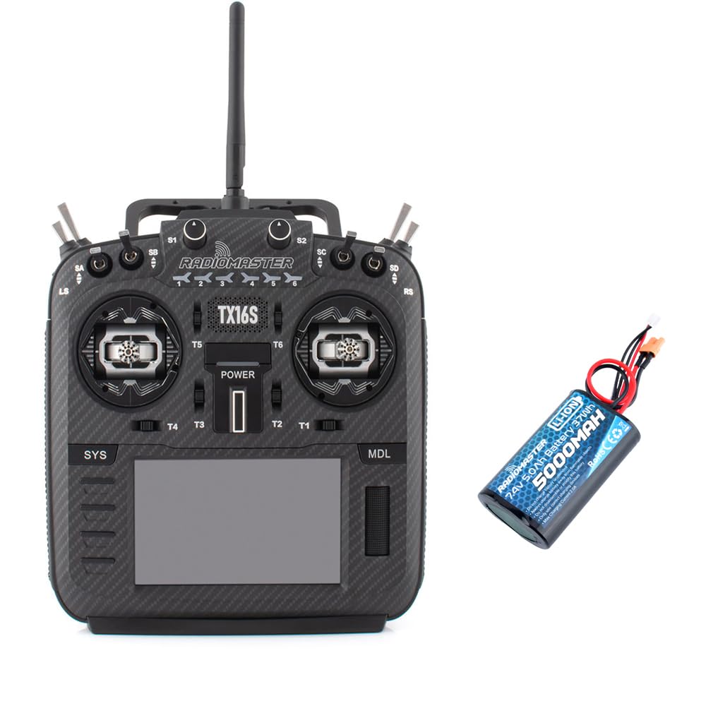 Radiomaster TX16S MKII MAX with AG01 Hall Gimbals Radio Control System ExpressLRS or Multi-Protocol 4in1 (ELRS Mode 2-Black with 5000)