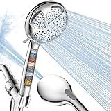 FEELSO Filtered Shower Head with Handheld, High Pressure 7 Spray Showerhead with Filters for Hard Water - Remove Chlorine, Reduce Dry Itchy Skin, Anti-clog Nozzles, Power Wash to Clean Tub, Tile & Pet