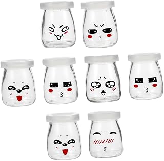 Small Yogurt Jars 8pcs Glass Bottles for Pudding Jelly Candy Storage Reusable Milk Jars