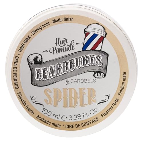 Beardburys Hair Wax Spider para Hombre con Textura Fibrosa, Cera Elástica de Fijación Media para Fijar Cualquier Peinado Durante más Tiempo y Añadir Textura, 100 ml