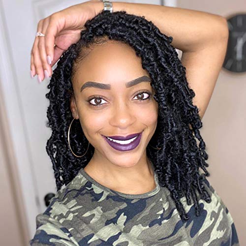 Butterfly Locs Crochet Hair Faux Locs 10 Inch 7 Packs Distressed Locs Crochet Hair For Black Women Soft Locs Bob Short Crochet Braids Pre Looped Synthetic Braiding Hair Extension (10 Inch, 1#)