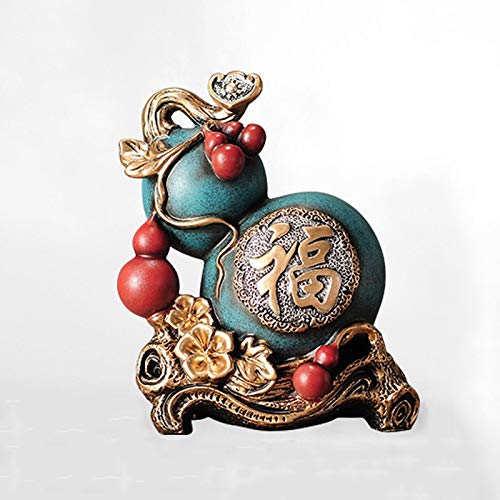 Gourde statue Feng Shui en résine bleue, décoration de table sculptée