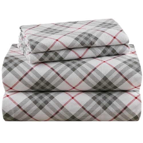 Draps 100% coton lit double parure carreaux rouges Codi