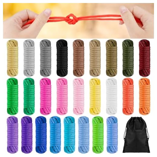 26 Corde en Paracorde, 4mm*3m Paracorde Corde 550 pour Bracelet Paracorde, Corde de Paracorde 550 Multifonctions pour Bracelet DIY/Porte-clés/Laisses pour Chien, Cordes Bracelet en Paracorde à 7 Brins