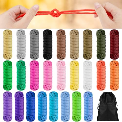 26Pcs Paracord Schnur Multifunktional Paracord Armband Seile 4mm Nylonschnur Outdoor Survival Schnur Paracord Bänder Set für DIY Armbänder Schlüsselanhänger(Mehrfarbig)