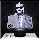 Lampephoto.fr - Lámpara 3D S CH Rapero Cantante Marsellés, Luz Nocturna Táctil Led, Efecto Holograma 3D, Idea Regalo Navidad Cumpleaños Hombre Mujer, Objeto decoración habitación
