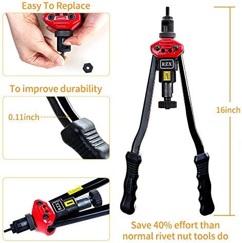16" 410mm M3 M4 M5 M6 M8 M10 M12 BT607 Hand Riveter Rivet Gun, Riveting Tools with Nut Setting System