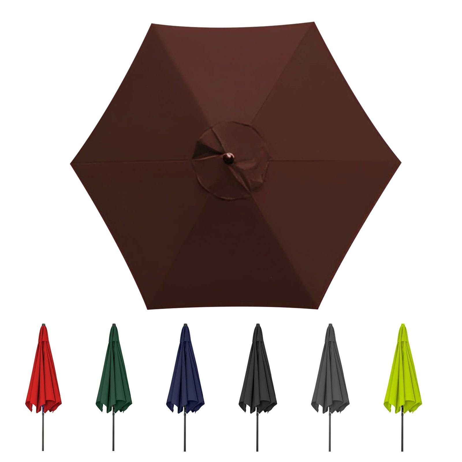 Patio Umbrella Cover Cloth, Umbrella Replacement Canopy, Polyester, Garden Parasol Umbrella, Umbrella Replacement Parasol Cloth For 6 Arms 8 Arms Cantilever Parasol Umbrella Replacement Canopy(Brown,6