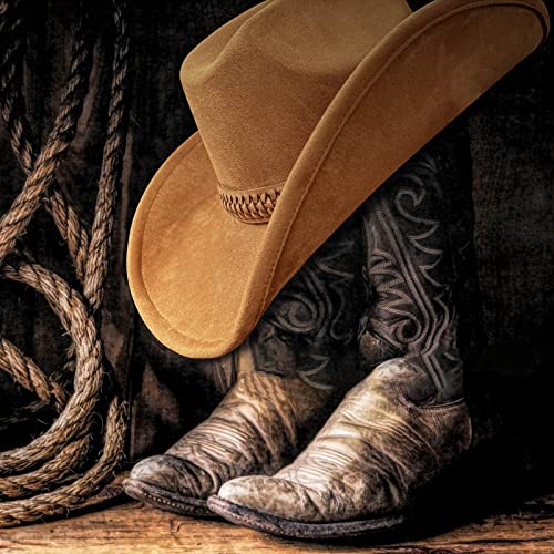 Fluffy Sense. Cowboy Hat For Women And Men With Shapeable Wide Brim - Felt Cowboy Hat Cattleman Western Hats For Cowboys And Cowgirls (As1, Alpha, M, L, Caramel Brown) #TOP6