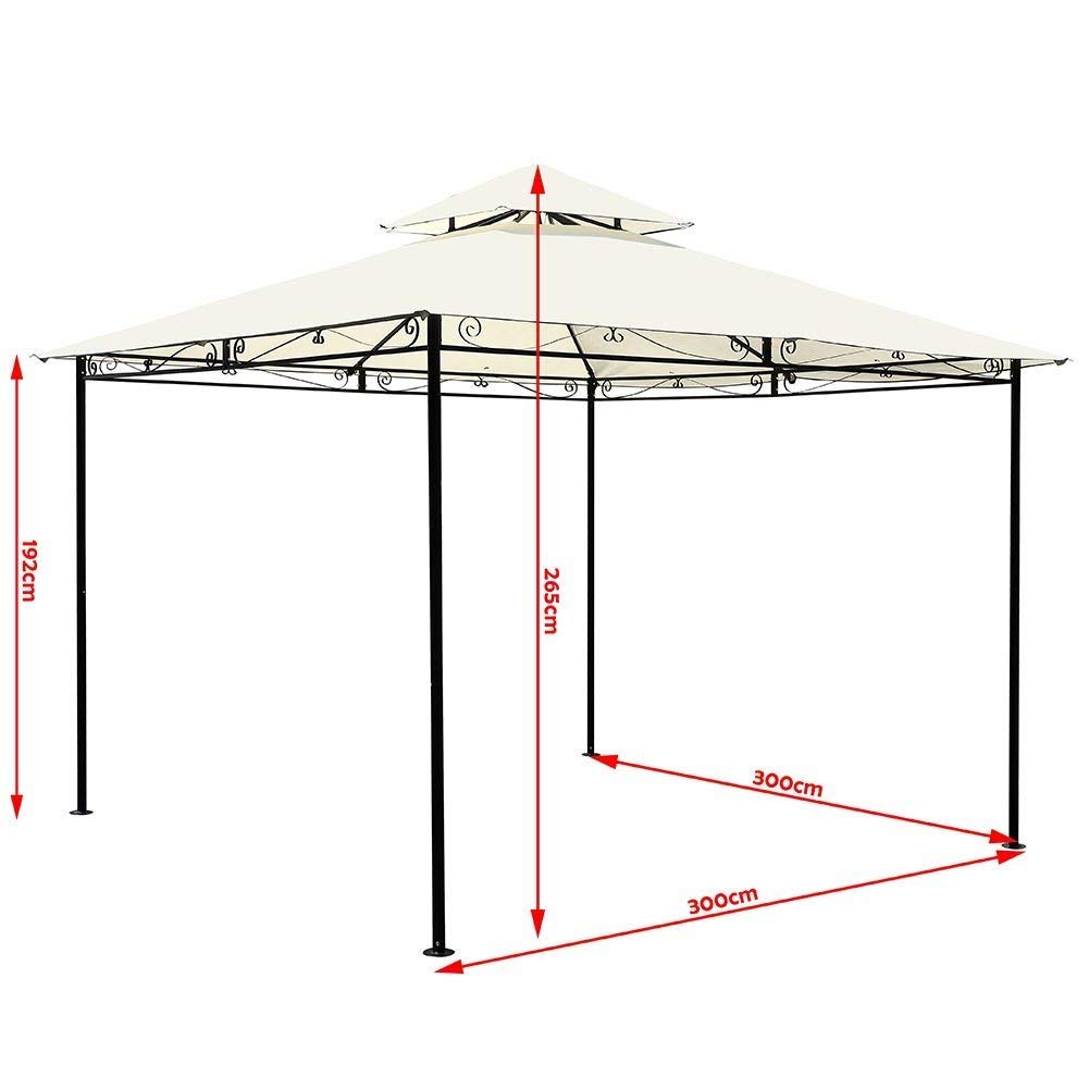Bakaji Gazebo 3x3 mt Struttura Tubolare Acciaio Inox Antipioggia Impermeabile Antivento Beige