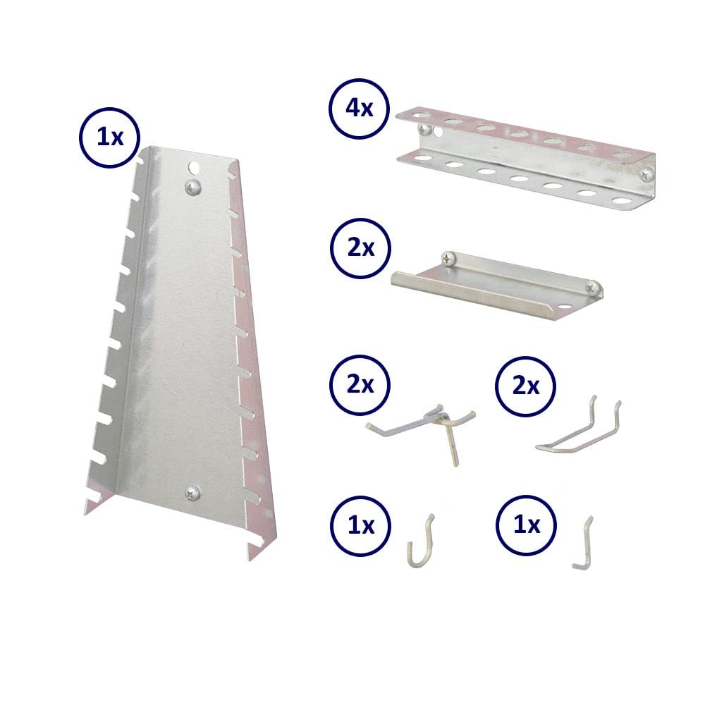 Proregal Werkbank Quick-Buffalo mit Werkzeugwand + Zubehör Gamma | HxBxT 84x120x61cm | Traglast 600kg |Grau