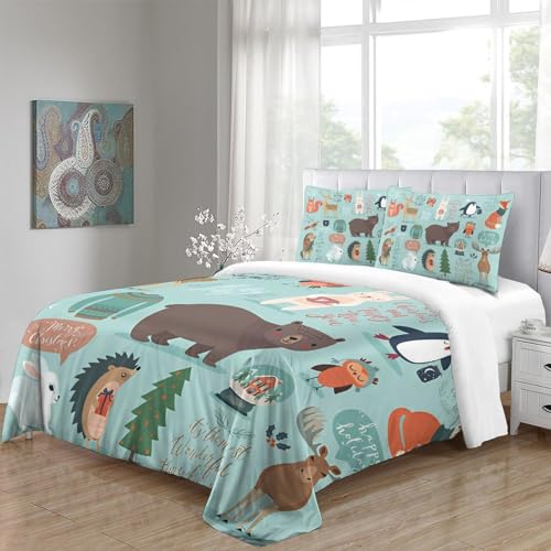 Housse de couette lapin et élan 200x200 parure lit 3D - 5