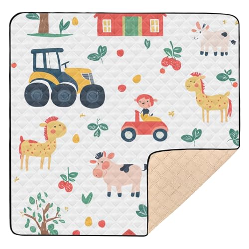 Kigai Farm Animals Baby Play Mat for Floor and Playpen 50x50 inch Non-Slip Baby Activity Playmat Waterproof Foldable Crawling Mat for Infants Toddlers