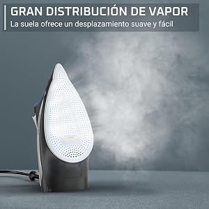 Rowenta Access Steam – Plancha vapor 2500 W, golpe 140 g/min y vapor continuo de 40g/min, suela Microsteam 300, punta precisa, sistema antical y protección antigoteo, azul, DW4301