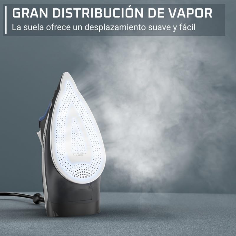 Rowenta Access Steam - Plancha vapor 2500 W, golpe 140 g/min y vapor continuo de 40g/min, suela Microsteam 300, punta precisa, sistema antical y protección antigoteo, azul, DW4301 - Imagen 5
