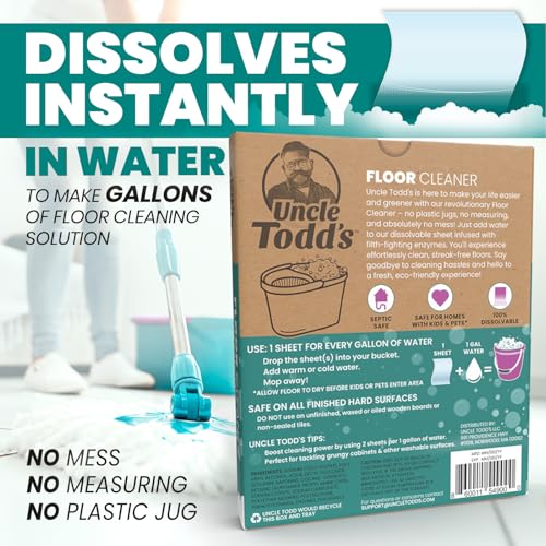 Image of Floor Cleaner for Mopping - Dissolvable sheets, Enzymes Formula- 30 ct