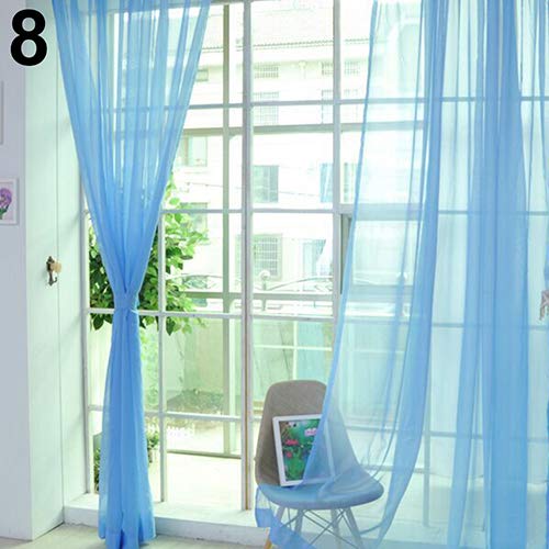 Solid Color Valances Door Window Curtain Drape Panel Sheer Living Room Bedroom Wedding Party Decor Sky Blue