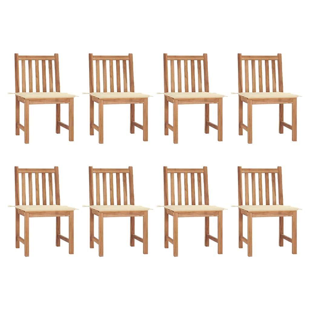 8 sedie da giardino con cuscino in legno massello teak per esterni – mobili in teak panchina da giardino come robusto set di sedili