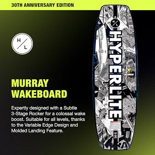image for Hyperlite Murray Wakeboard with Open-Toe Adjustable Team Bindings Wake