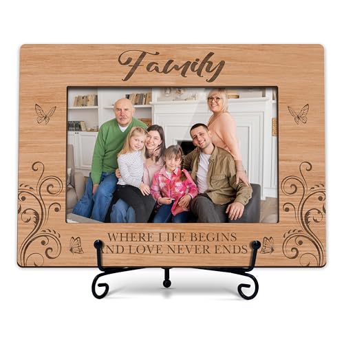 HJLLOQR Family Picture Frame 4x6 Wooden Photo Frame for Desk or Shelf Gifts for Family Adoption Housewarming or Holidays Like Christmas Birthday and Thanksgiving -A12