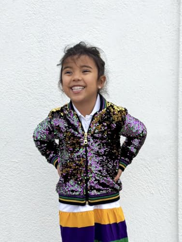 Purple, Green, and Gold Confetti Sequin Mardi Gras Youth Jacket2