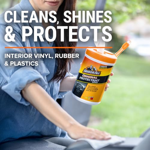 Image of Armor All Car Interior Original Protectant Wipes, 90 Count, UV Protectant | Car cleaner wipes for vinyl, rubber, plastic, trim, and dashboards with a non-greasy, streak-free medium shine