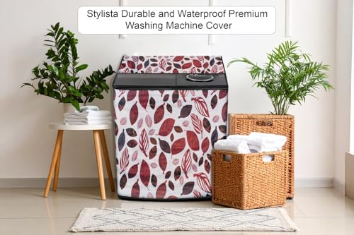 Image of Stylista Washing Machine Cover Compatible for GODREJ 6.2KG Semi-Automatic Top Loading GWS 6203 PPD, Ditzy Pattern Offwhite Base