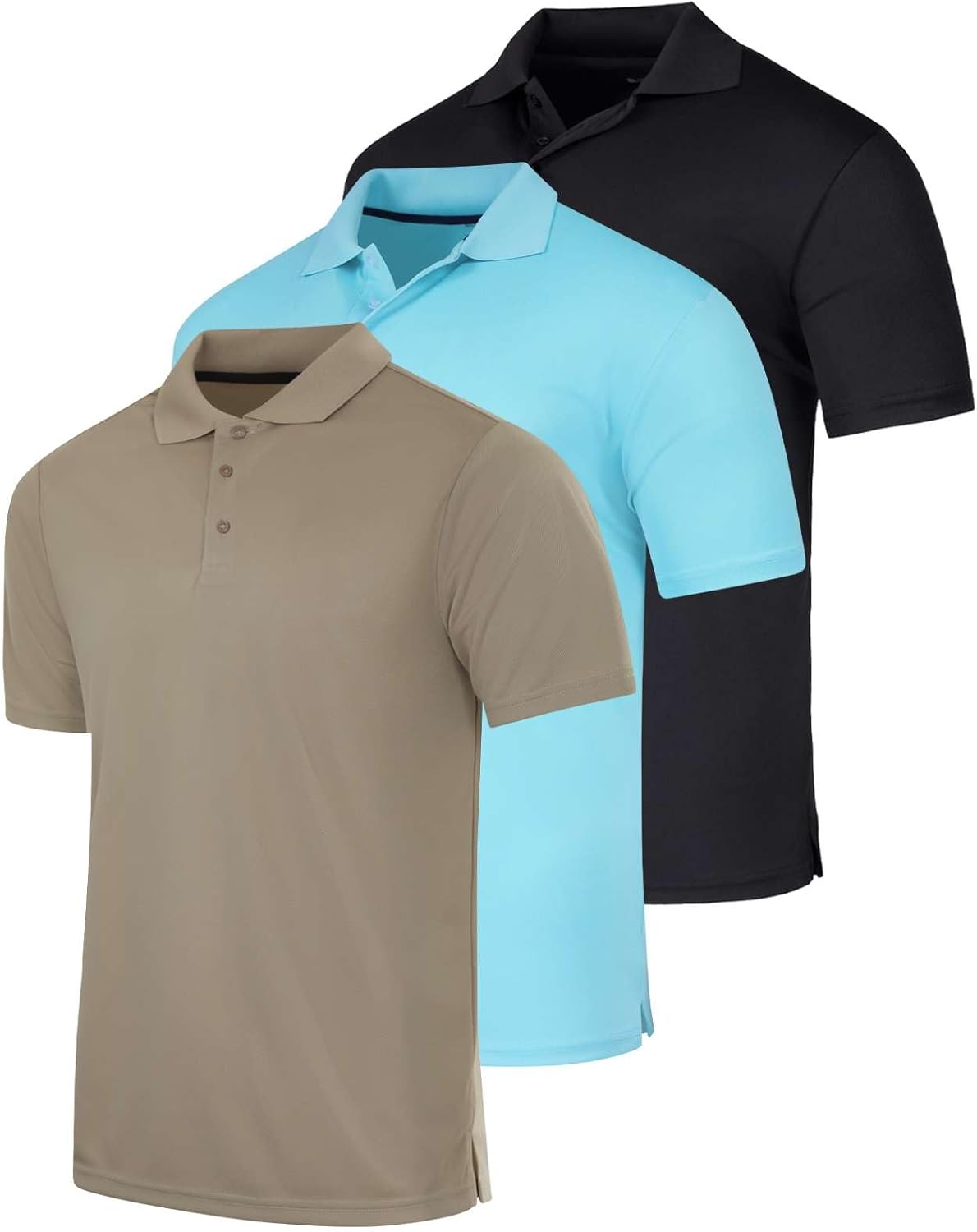 Real Essentials 3 Pack: Men's Short Sleeve Golf Polo Casual Workout Sports Cool Moisture Wicking Collared Shirt (Big & Tall)
