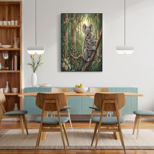 Impression sur toile animaux forêt koala 70x100 cm vert