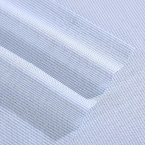 Image of Tommy Hilfiger - Queen Size Sheets Set, Crisp & Tailored Cooling Sheets with a Weaved Cotton Percale Lightweight Feel - Bed Sheets with Matching Pillowcases & Fitted Sheet (Ithaca Stripe Blue)