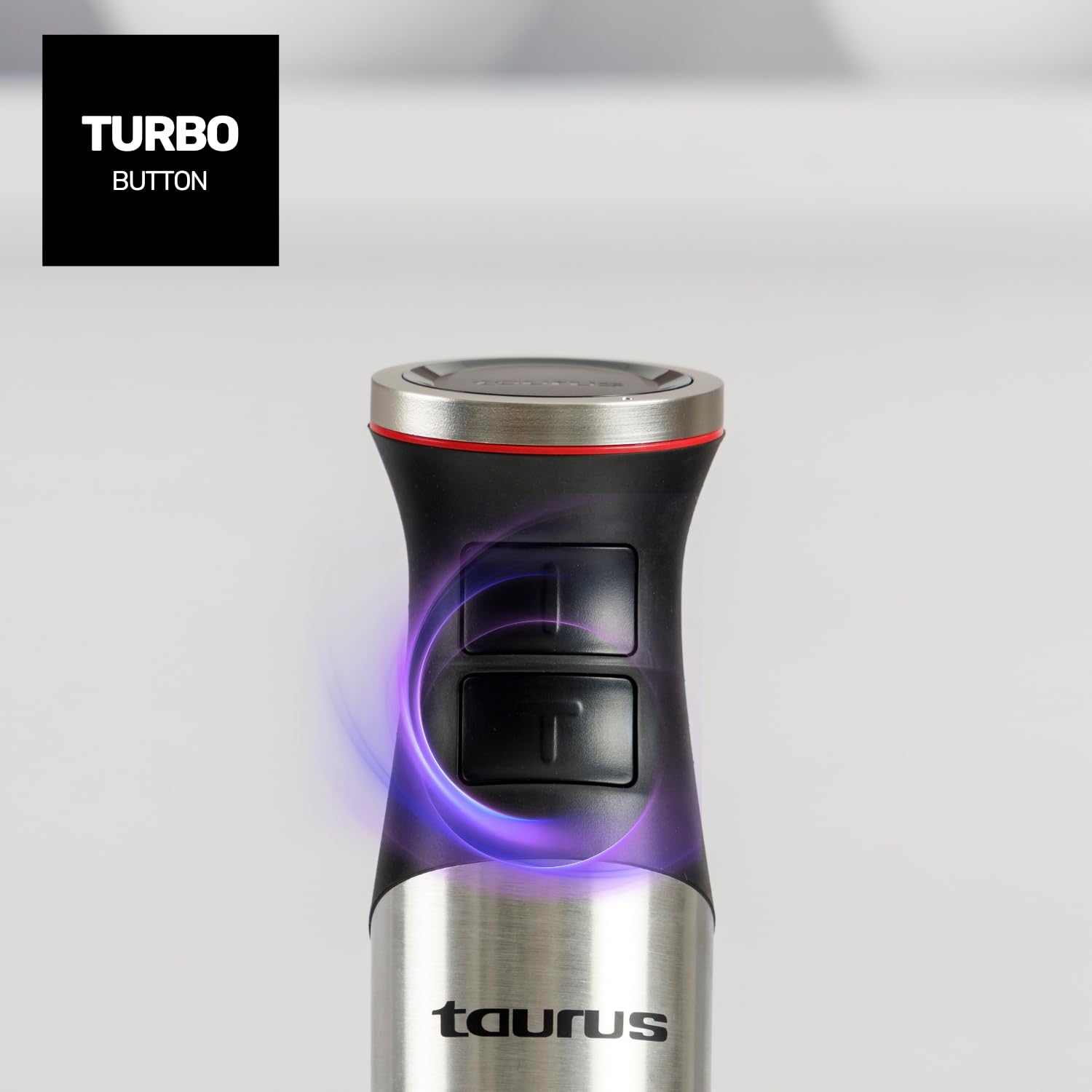 Taurus blender ręczny 1500 W, 20 stopni prędkości + Turbo, ostrza ze stali nierdzewnej, zegary zapobiegające rozpryskiwaniu, ergonomiczny, nie zawiera BPA, nadaje się do mycia w zmywarce, kruszarka do
