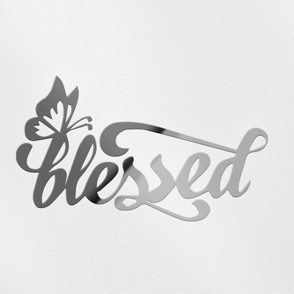Transparent Decal Stickers of Butterfly Blessed Christians (Metallic Silver) Premium Waterproof Vinyl Decal Stickers for Laptop Phone Accessory Helmet Car Window Mug Tuber Cup Door Wa ANDeduc501342SI