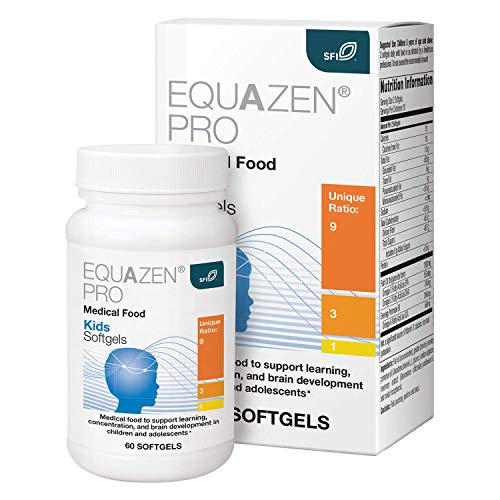 EQUAZEN PRO Fish Oil for Kids - EPA / DHA / Omega-3 Omega-6 GLA Clinically Tested to Improve Focus, Learning + Behavior in Children, Teens - DHA Supplement to Support Brain Development* (60 Softgels)